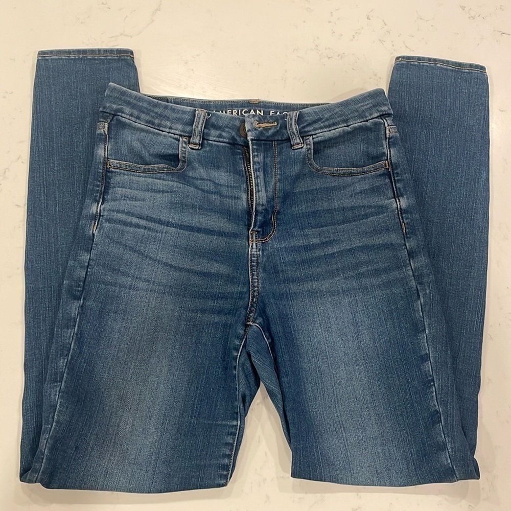 American Eagle Curvy High Rise Jeggings Denim Jeans Size 6 - Picture 3 of 11